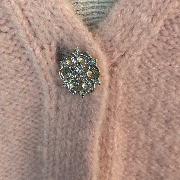 See And Be Seen Pink V-Neck Wool Blend Cable Knit Cardigan Small/Medium NWT - Picture 8 of 15